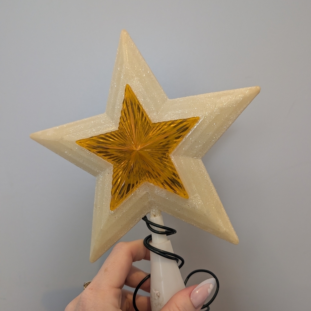 Light-Up Star Tree Topper in Cream and Gold - Picture 3 of 9